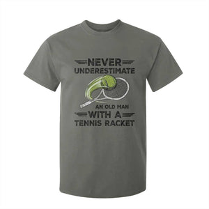 Funny Tennis Quote T Shirt For Kid Never Underestimate An Old Man With A Tennis Racket TS12 Military Green Print Your Wear