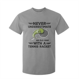 Funny Tennis Quote T Shirt For Kid Never Underestimate An Old Man With A Tennis Racket TS12 Sport Gray Print Your Wear