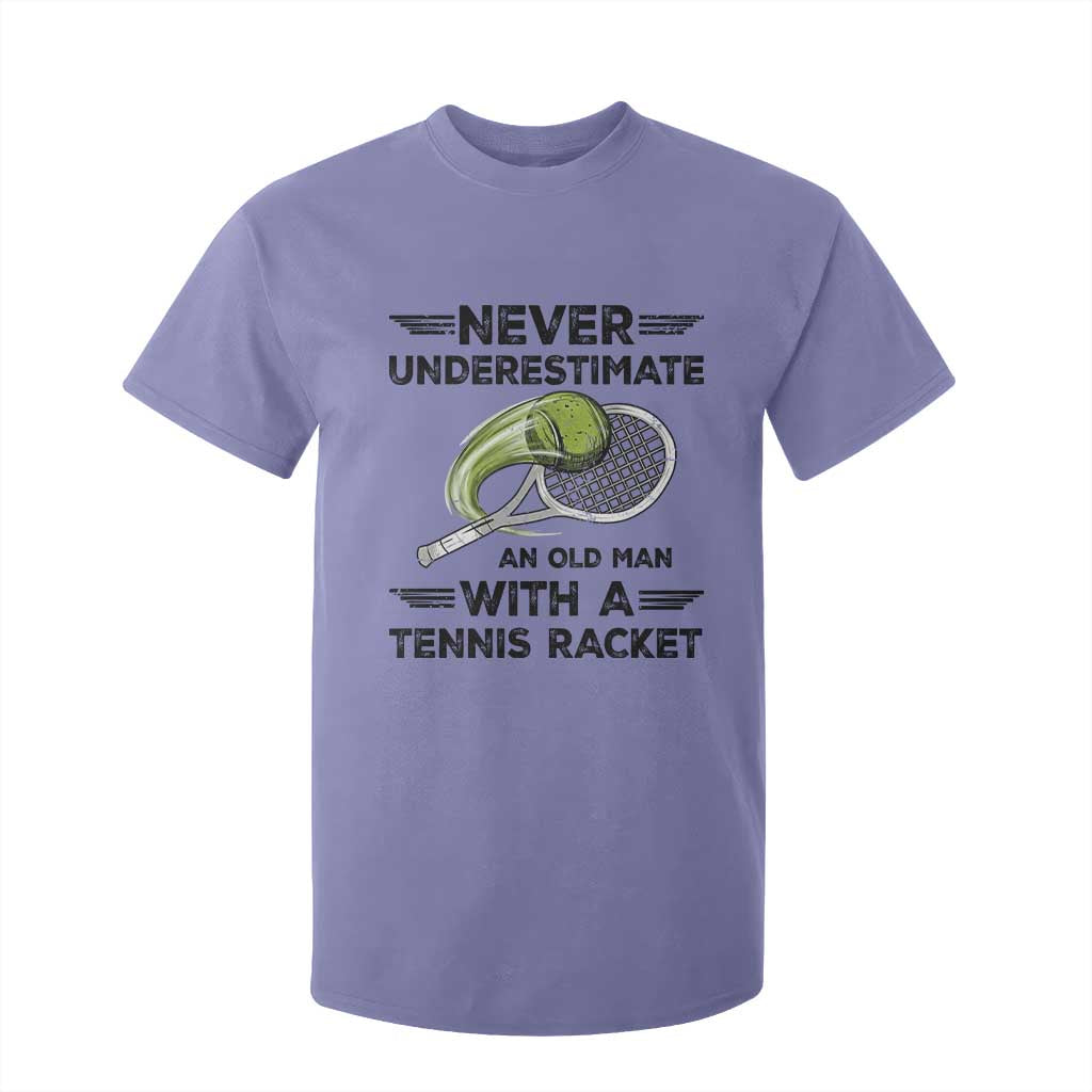 Funny Tennis Quote T Shirt For Kid Never Underestimate An Old Man With A Tennis Racket TS12 Violet Print Your Wear