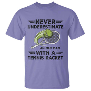 Funny Tennis Quote T Shirt Never Underestimate An Old Man With A Tennis Racket TS12 Violet Print Your Wear