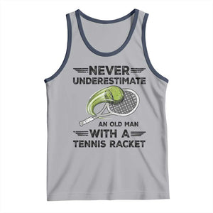 Funny Tennis Quote Tank Top Never Underestimate An Old Man With A Tennis Racket TS12 Athletic Heather Navy Print Your Wear