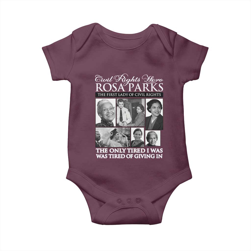 Rosa Parks Mother Of The Civil Rights Movement Baby Onesie Black History Salutes TS12 Maroon Print Your Wear