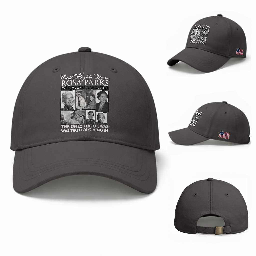 Rosa Parks Mother Of The Civil Rights Movement Baseball Cap Black History Salutes TS12 Baseball Cap Universal Fit Dark Gray Print Your Wear