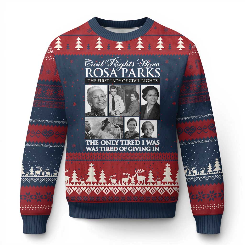 Rosa Parks Mother Of The Civil Rights Movement Ugly Christmas Sweater Black History Salutes TS12 Navy Red Print Your Wear