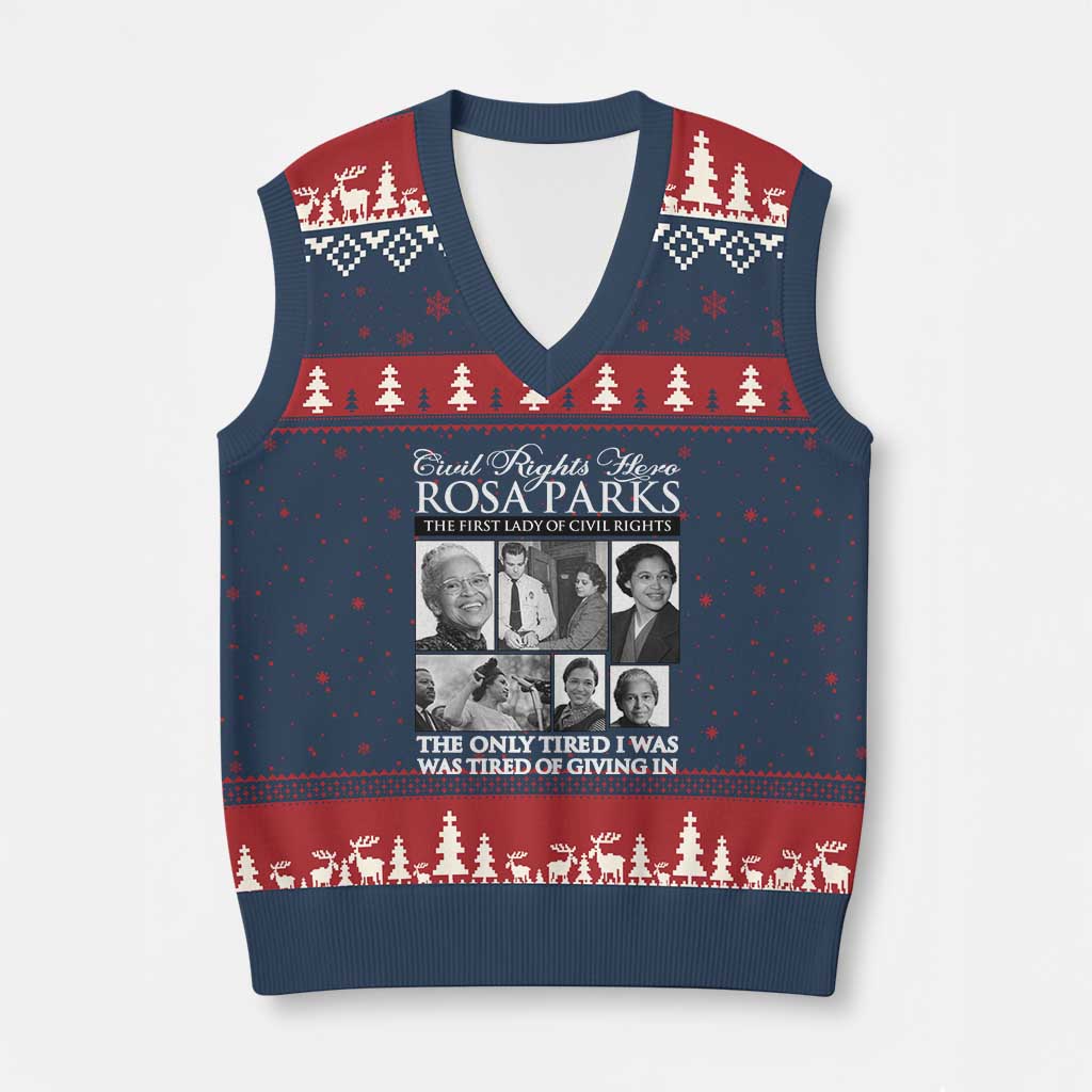 Rosa Parks Mother Of The Civil Rights Movement V-Neck Knit Sweater Vest Black History Salutes TS12 Navy Red Print Your Wear