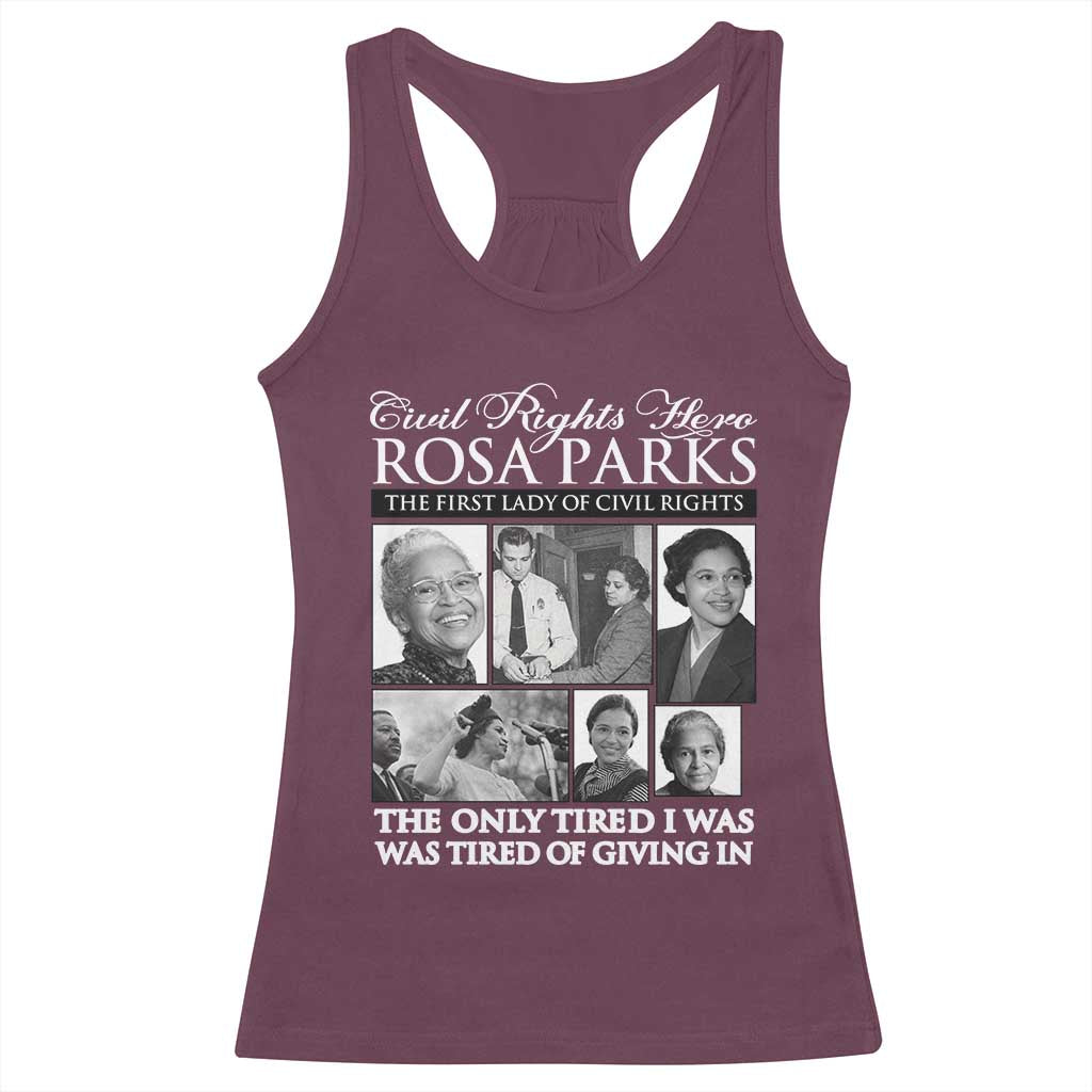 Rosa Parks Mother Of The Civil Rights Movement Racerback Tank Top Black History Salutes TS12 Maroon Print Your Wear