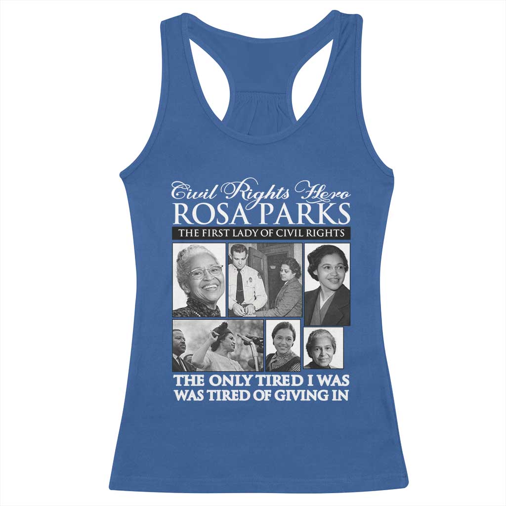 Rosa Parks Mother Of The Civil Rights Movement Racerback Tank Top Black History Salutes TS12 Royal Blue Print Your Wear
