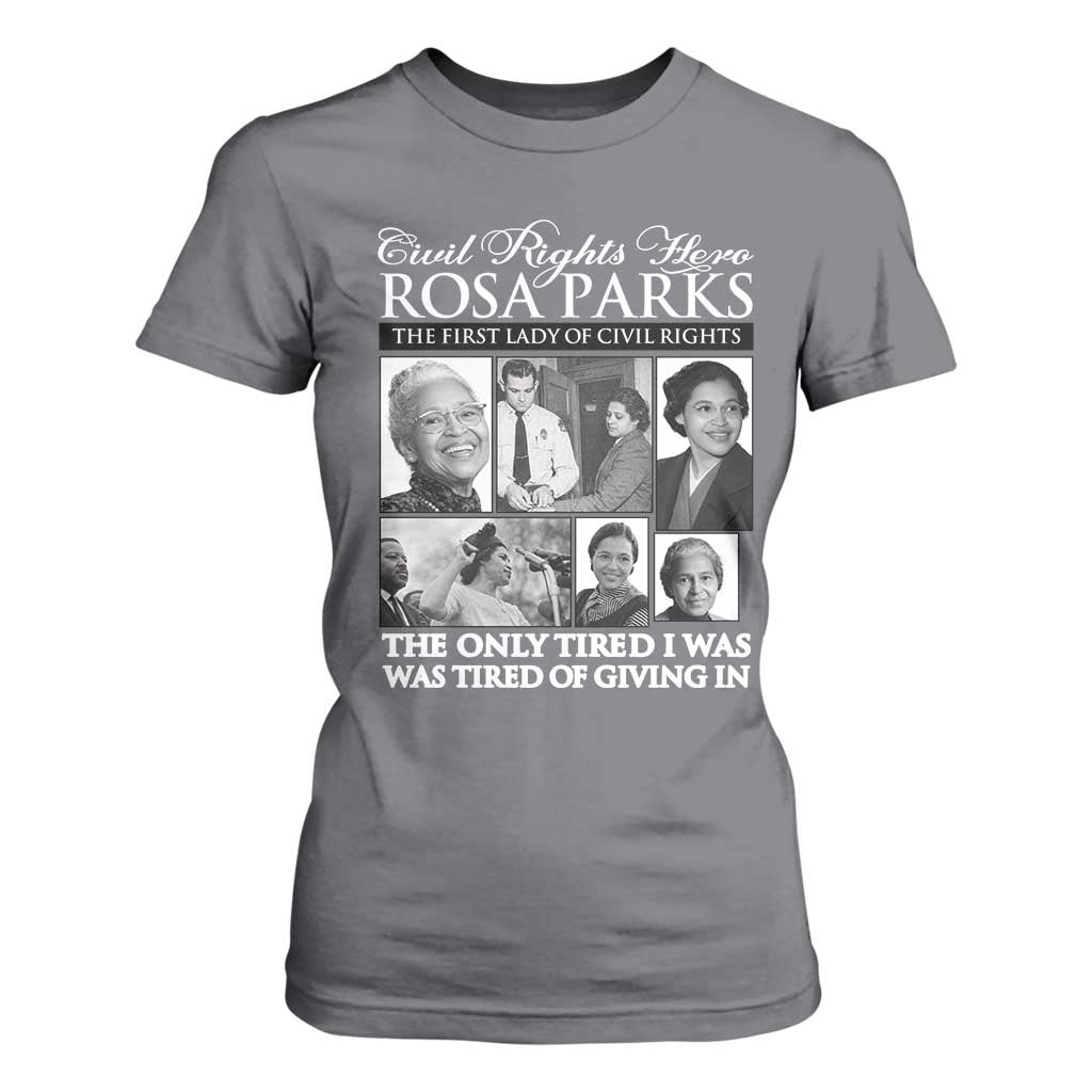 Rosa Parks Mother Of The Civil Rights Movement T Shirt For Women Black History Salutes TS12 Charcoal Print Your Wear