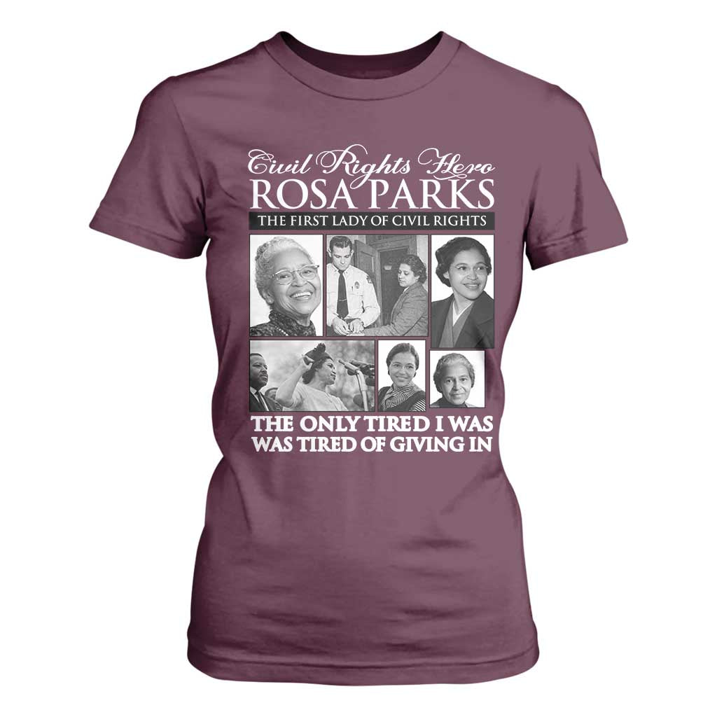 Rosa Parks Mother Of The Civil Rights Movement T Shirt For Women Black History Salutes TS12 Maroon Print Your Wear