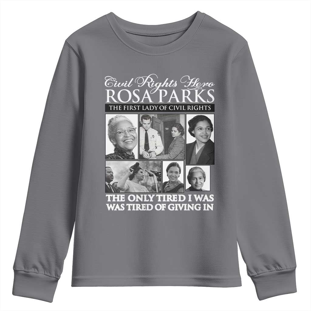 Rosa Parks Mother Of The Civil Rights Movement Youth Sweatshirt Black History Salutes TS12 Charcoal Print Your Wear