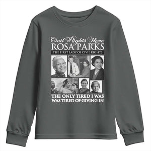 Rosa Parks Mother Of The Civil Rights Movement Youth Sweatshirt Black History Salutes TS12 Dark Heather Print Your Wear