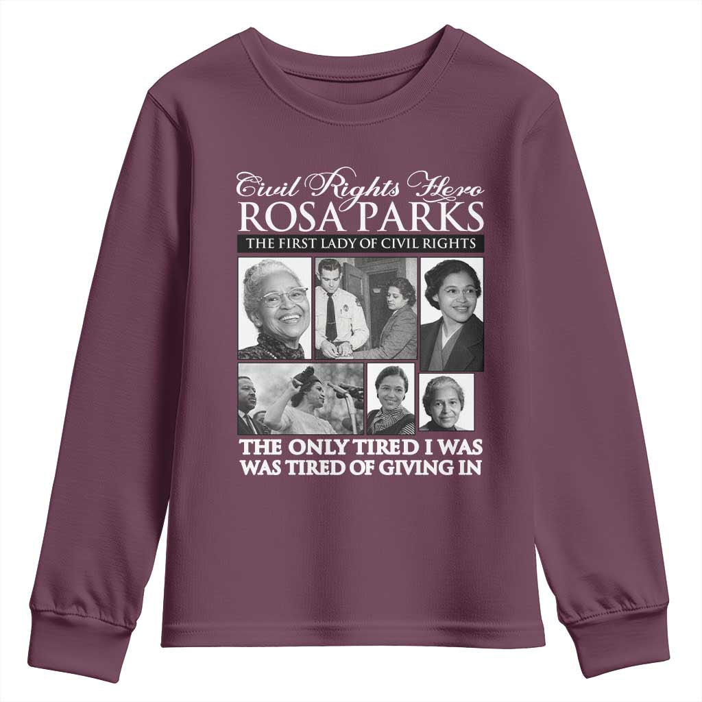 Rosa Parks Mother Of The Civil Rights Movement Youth Sweatshirt Black History Salutes TS12 Maroon Print Your Wear