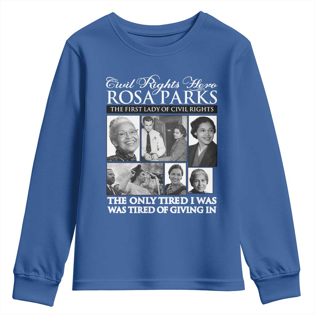 Rosa Parks Mother Of The Civil Rights Movement Youth Sweatshirt Black History Salutes TS12 Royal Blue Print Your Wear