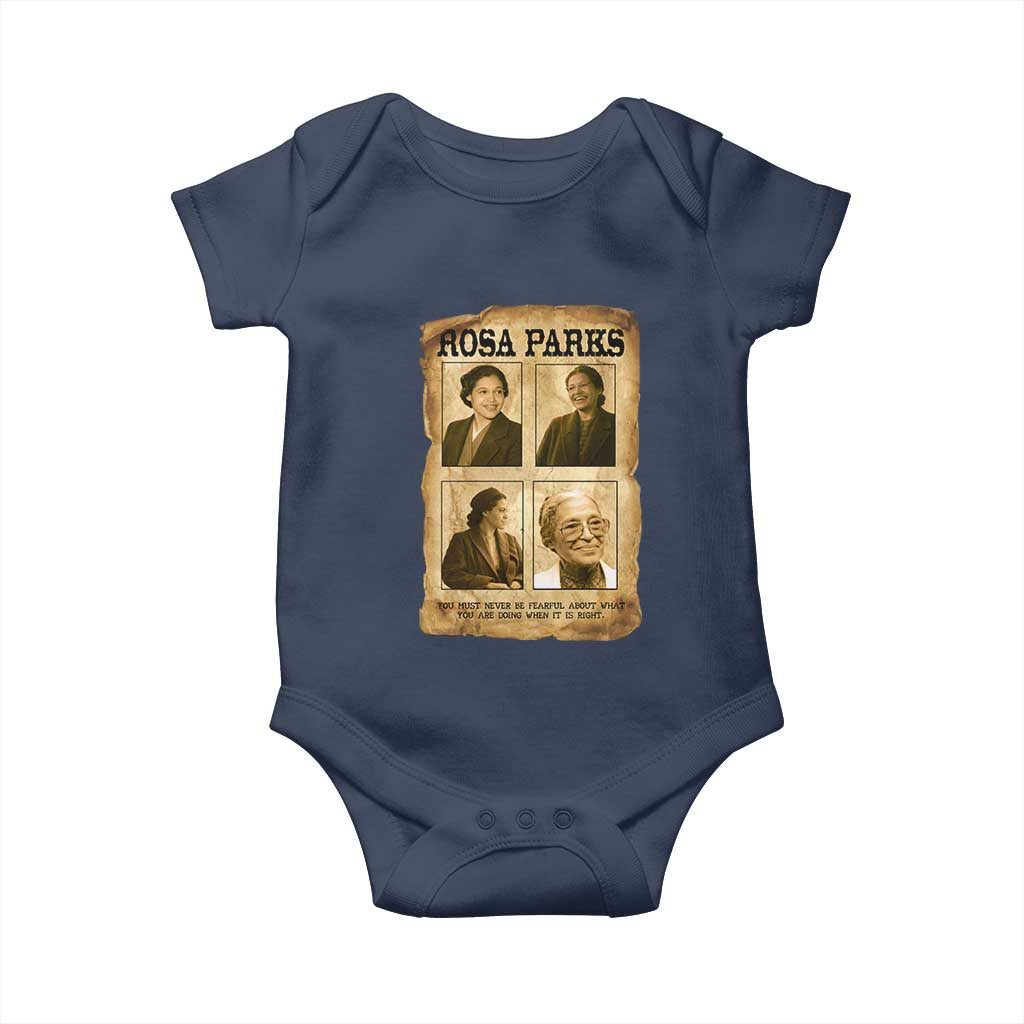 Vintage Rosa Parks Baby Onesie Courage And Justice Quote TS12 Navy Print Your Wear