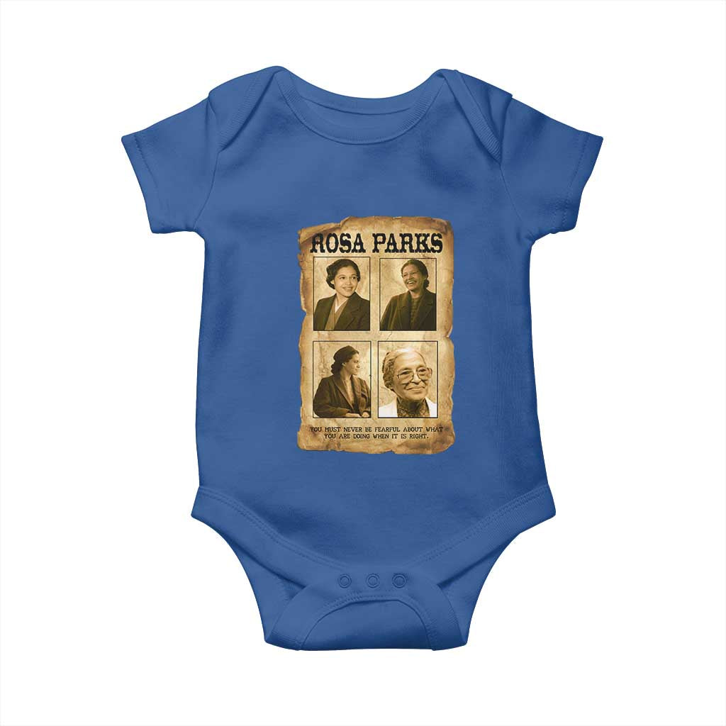 Vintage Rosa Parks Baby Onesie Courage And Justice Quote TS12 Royal Blue Print Your Wear