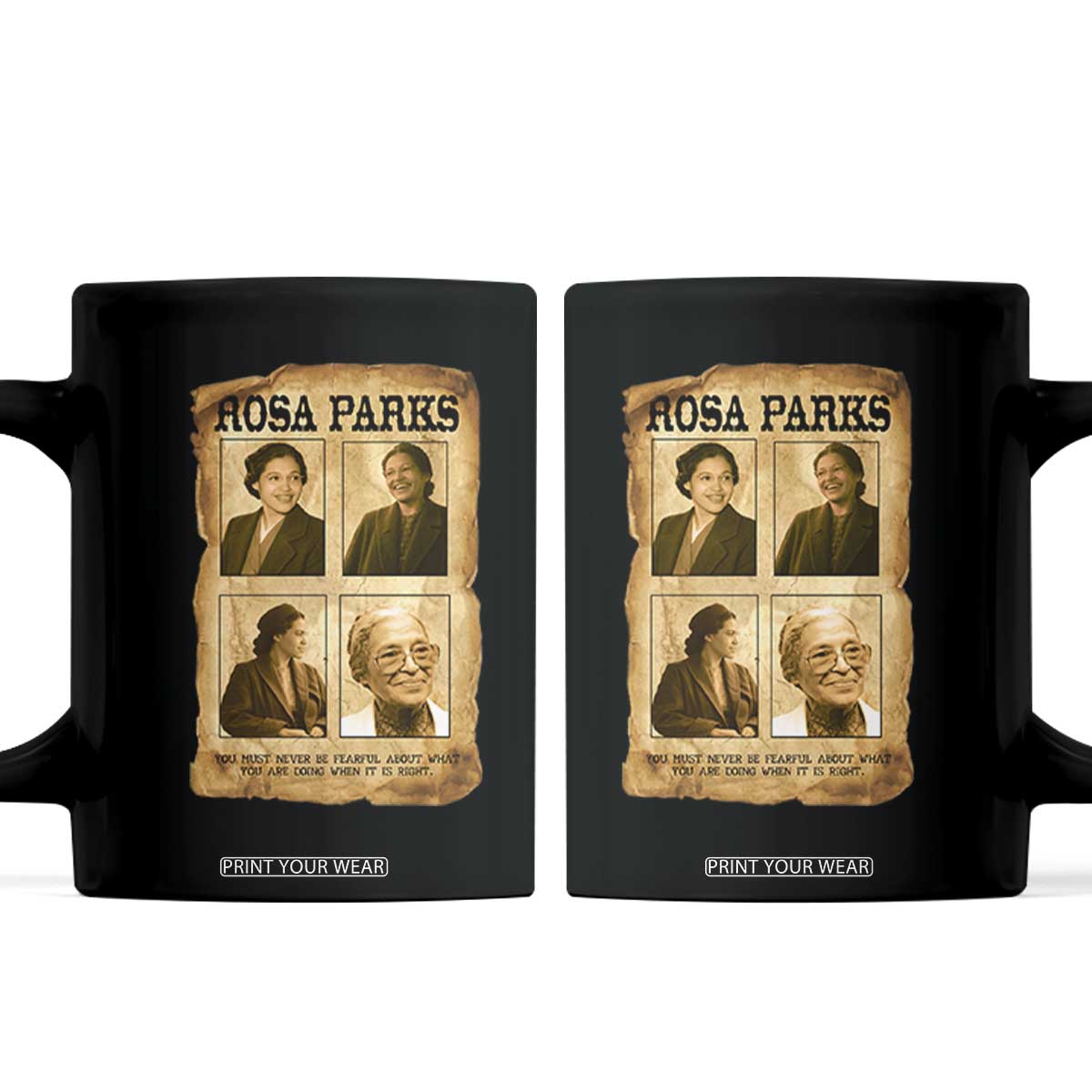 Vintage Rosa Parks Coffee Mug Courage And Justice Quote TS12 Black Print Your Wear
