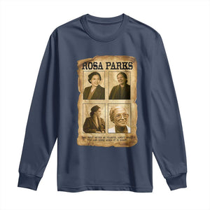 Vintage Rosa Parks Long Sleeve Shirt Courage And Justice Quote TS12 Navy Print Your Wear