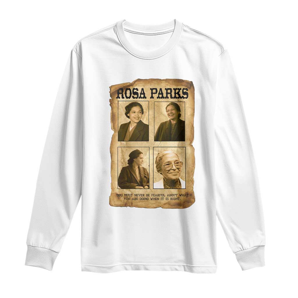 Vintage Rosa Parks Long Sleeve Shirt Courage And Justice Quote TS12 White Print Your Wear