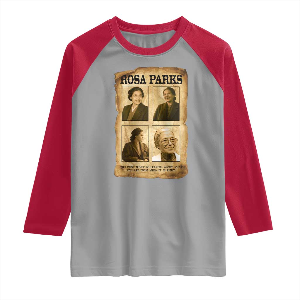 Vintage Rosa Parks Raglan Shirt Courage And Justice Quote TS12 Sport Gray Red Print Your Wear
