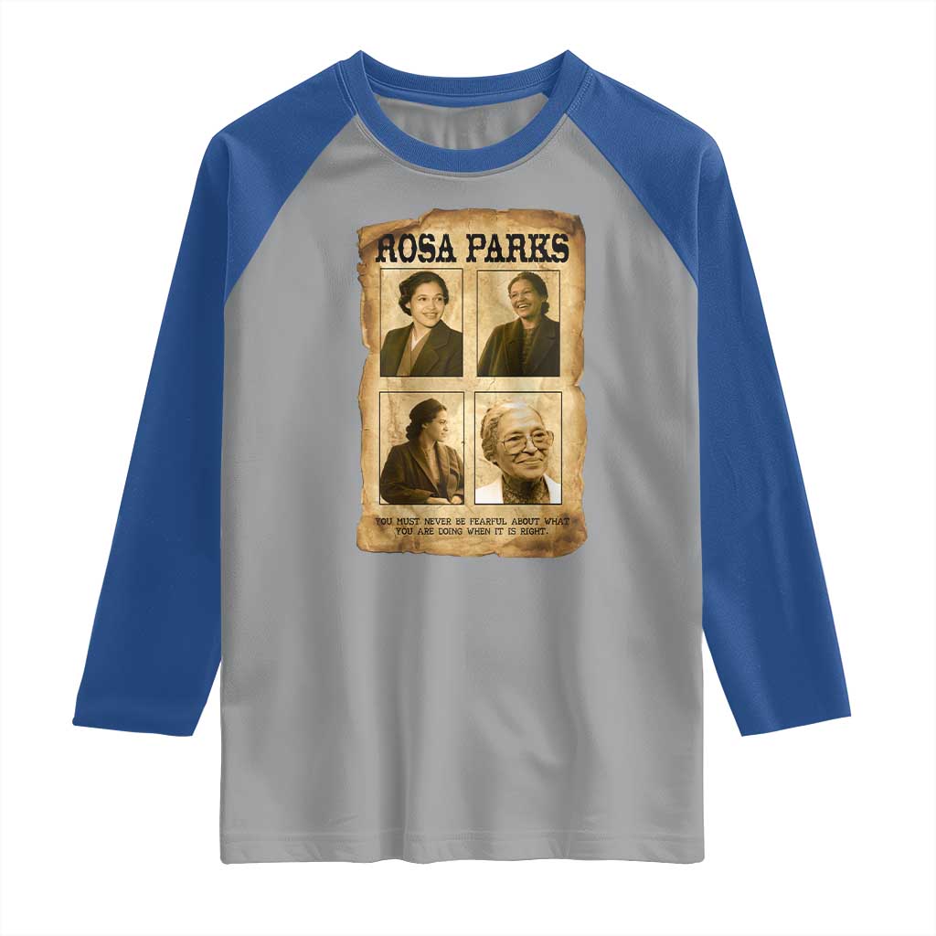 Vintage Rosa Parks Raglan Shirt Courage And Justice Quote TS12 Sport Gray Royal Print Your Wear