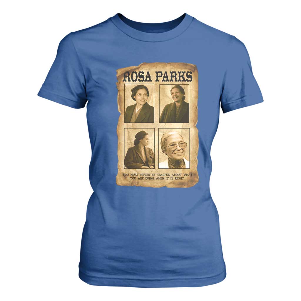 Vintage Rosa Parks T Shirt For Women Courage And Justice Quote TS12 Royal Blue Print Your Wear