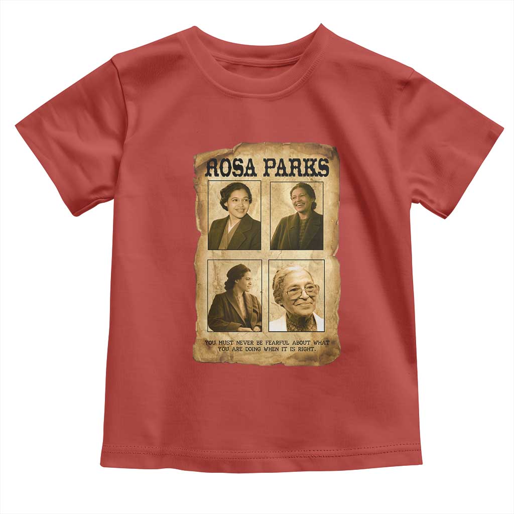 Vintage Rosa Parks Toddler T Shirt Courage And Justice Quote TS12 Red Print Your Wear