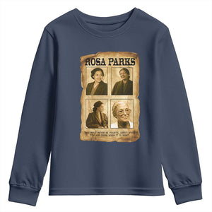 Vintage Rosa Parks Youth Sweatshirt Courage And Justice Quote TS12 Navy Print Your Wear