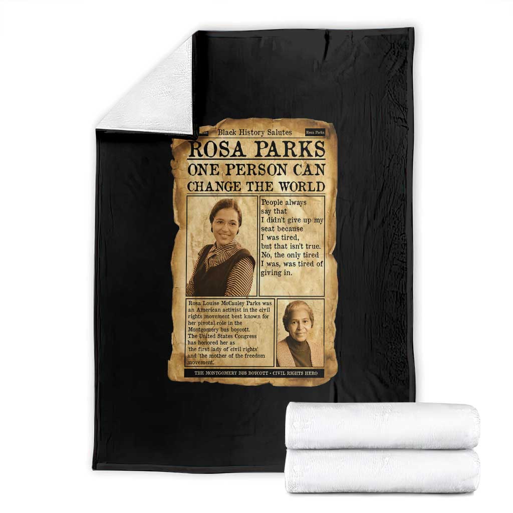 Vintage Newspaper Rosa Parks Throw Blanket One Person Can Change The World Quote TS12 Black Print Your Wear