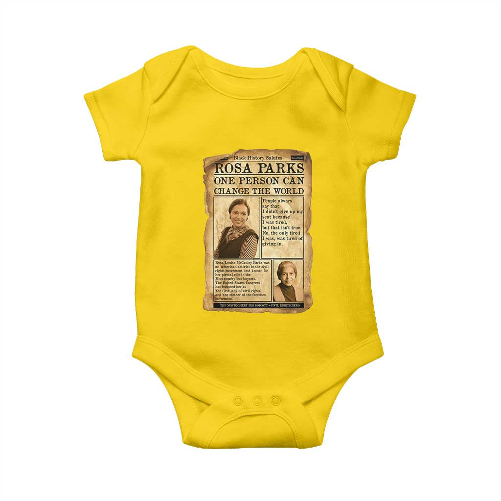 Vintage Newspaper Rosa Parks Baby Onesie One Person Can Change The World Quote TS12 Daisy Print Your Wear