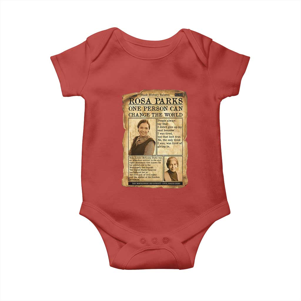 Vintage Newspaper Rosa Parks Baby Onesie One Person Can Change The World Quote TS12 Red Print Your Wear