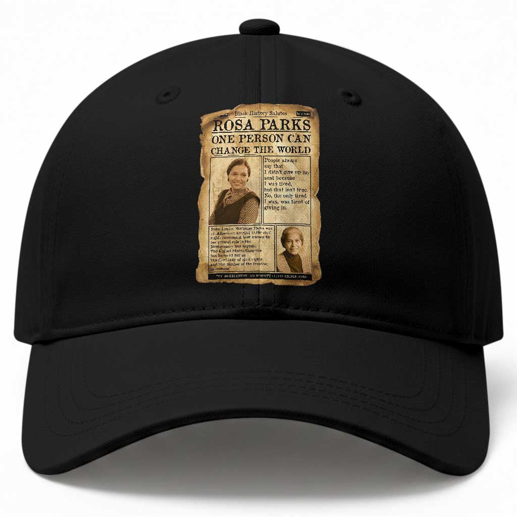 Vintage Newspaper Rosa Parks Baseball Cap One Person Can Change The World Quote TS12 Print Your Wear