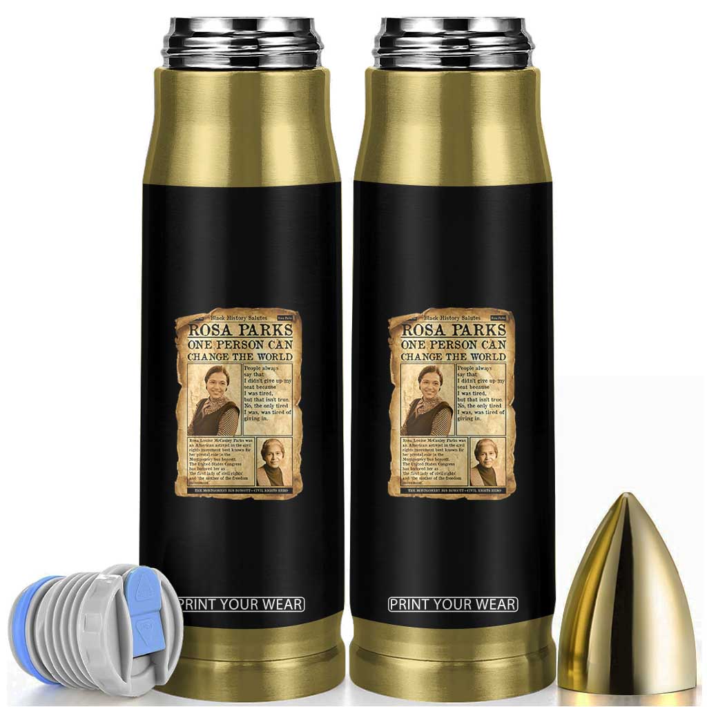 Vintage Newspaper Rosa Parks Bullet Tumbler One Person Can Change The World Quote TS12 Black Print Your Wear