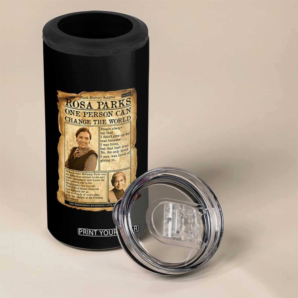 Vintage Newspaper Rosa Parks 4 in 1 Can Cooler Tumbler One Person Can Change The World Quote TS12 Print Your Wear
