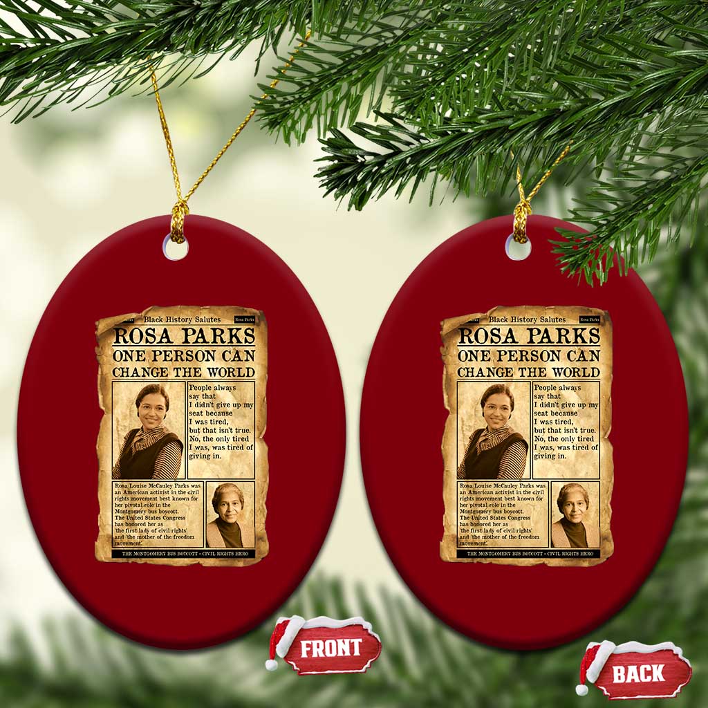 Vintage Newspaper Rosa Parks Ceramic Ornament One Person Can Change The World Quote TS12 Print Your Wear