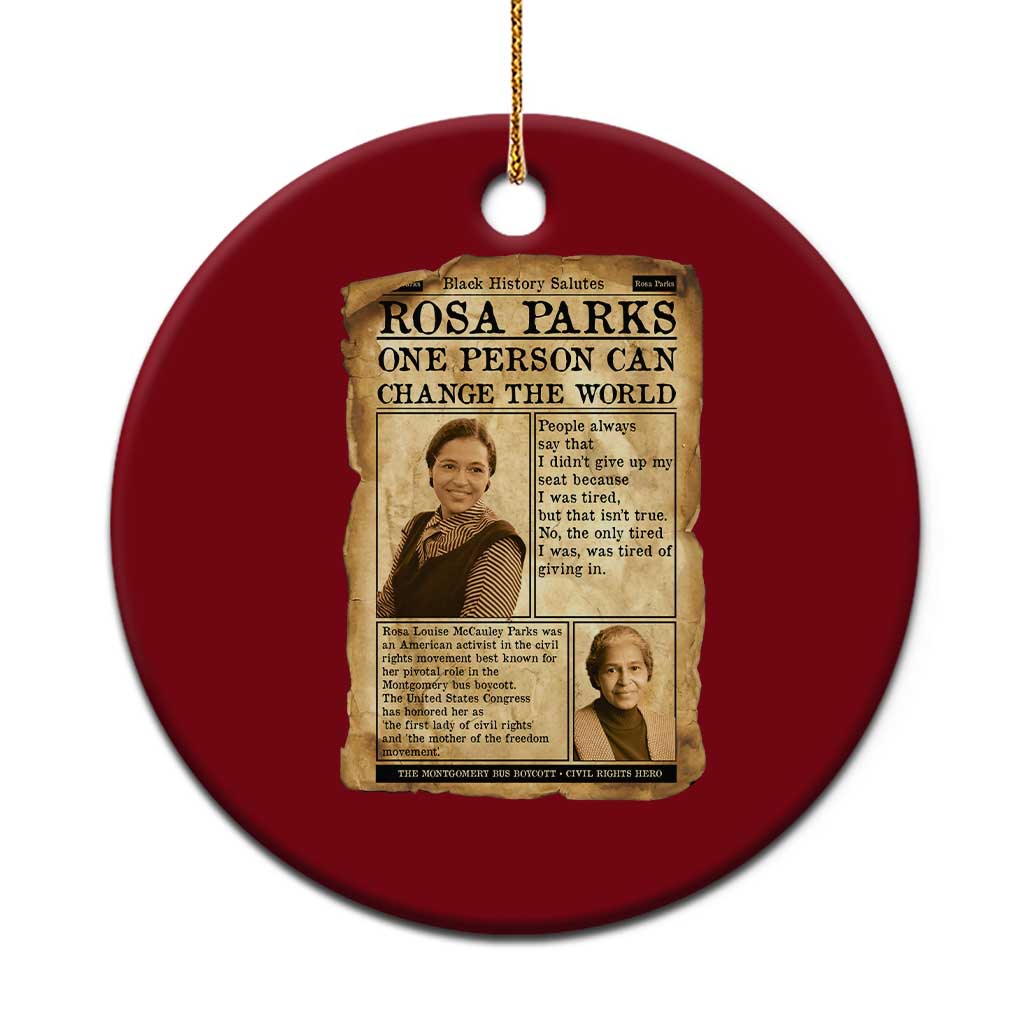 Vintage Newspaper Rosa Parks Ceramic Ornament One Person Can Change The World Quote TS12 1pc Red Print Your Wear