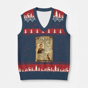 Vintage Newspaper Rosa Parks V-Neck Knit Sweater Vest One Person Can Change The World Quote TS12 Navy Red Print Your Wear