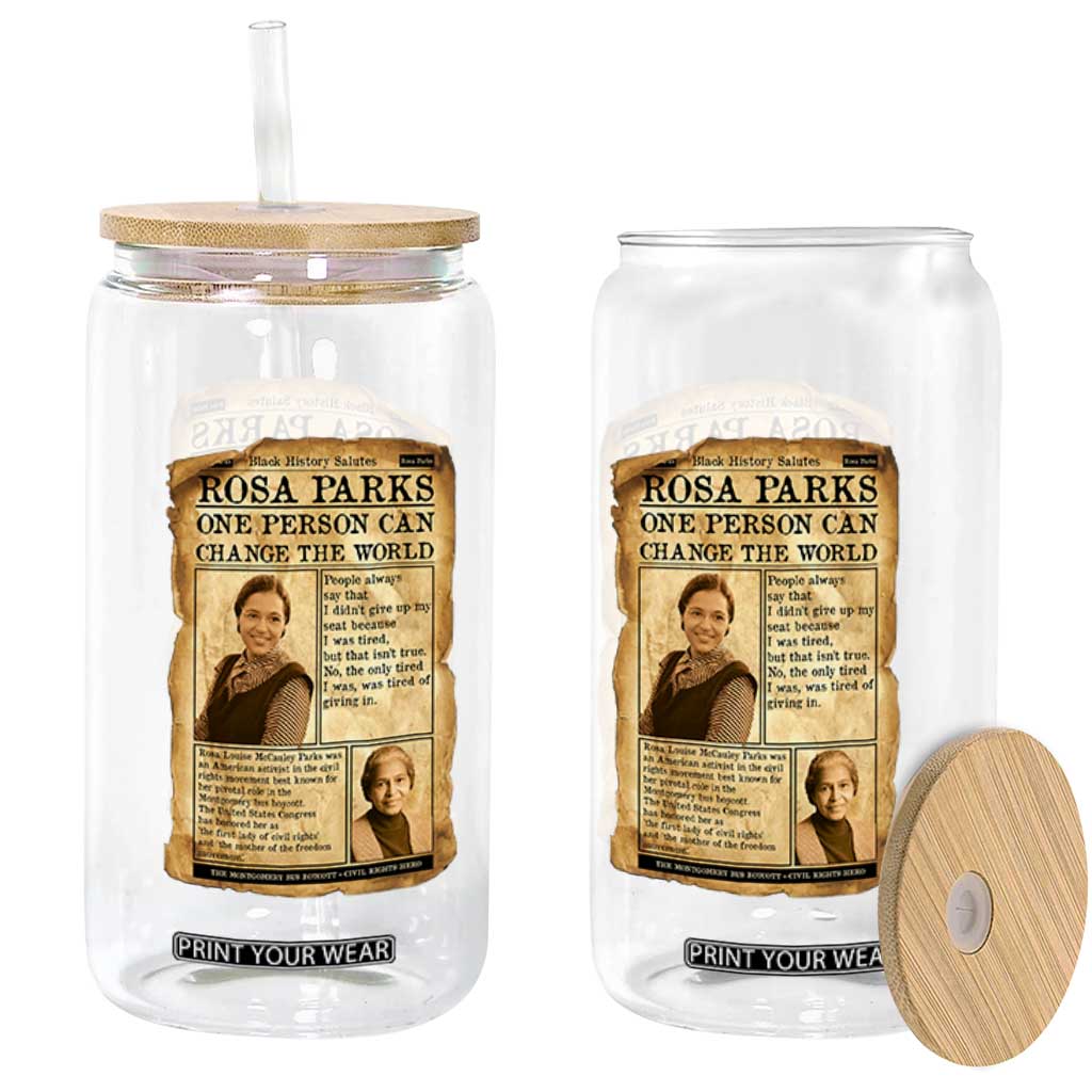 Vintage Newspaper Rosa Parks Glass Can One Person Can Change The World Quote TS12 Print Your Wear