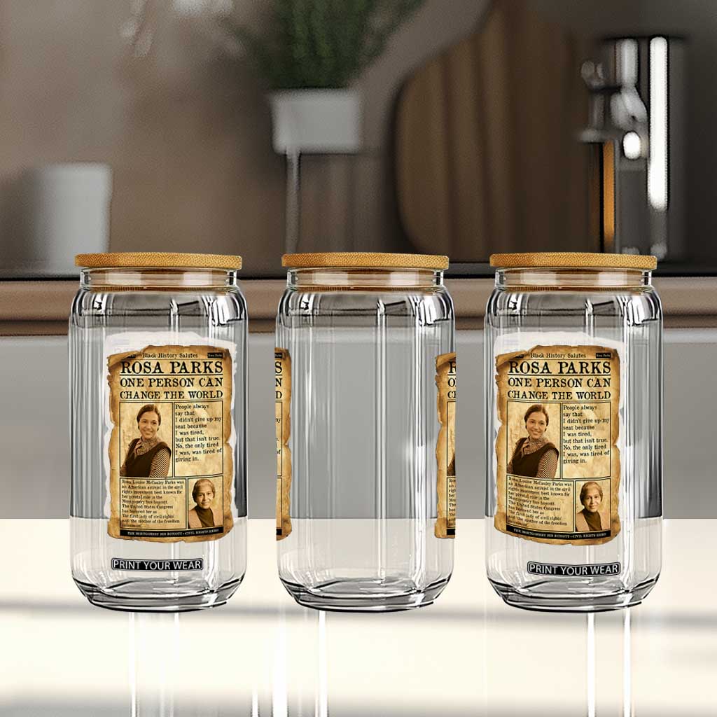 Vintage Newspaper Rosa Parks Glass Can One Person Can Change The World Quote TS12 Print Your Wear