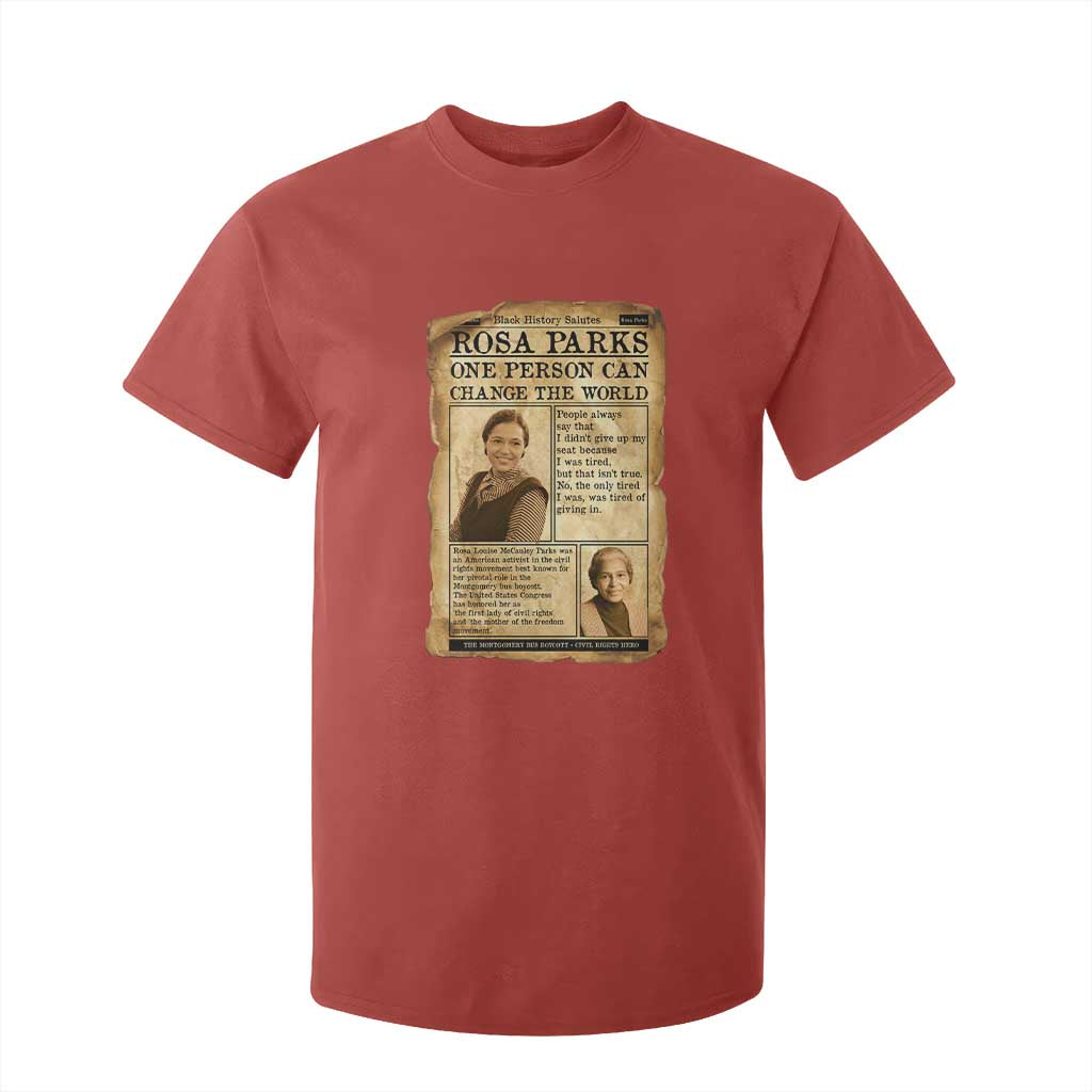 Vintage Newspaper Rosa Parks T Shirt For Kid One Person Can Change The World Quote TS12 Red Print Your Wear