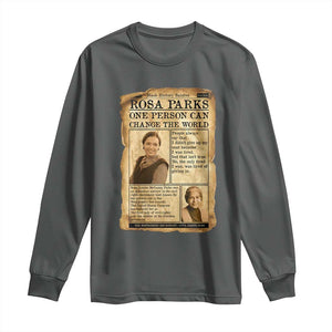 Vintage Newspaper Rosa Parks Long Sleeve Shirt One Person Can Change The World Quote TS12 Dark Heather Print Your Wear