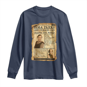 Vintage Newspaper Rosa Parks Long Sleeve Shirt One Person Can Change The World Quote TS12 Navy Print Your Wear