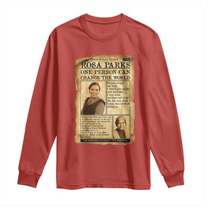 Vintage Newspaper Rosa Parks Long Sleeve Shirt One Person Can Change The World Quote TS12 Red Print Your Wear