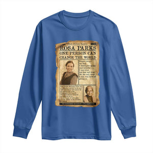 Vintage Newspaper Rosa Parks Long Sleeve Shirt One Person Can Change The World Quote TS12 Royal Blue Print Your Wear
