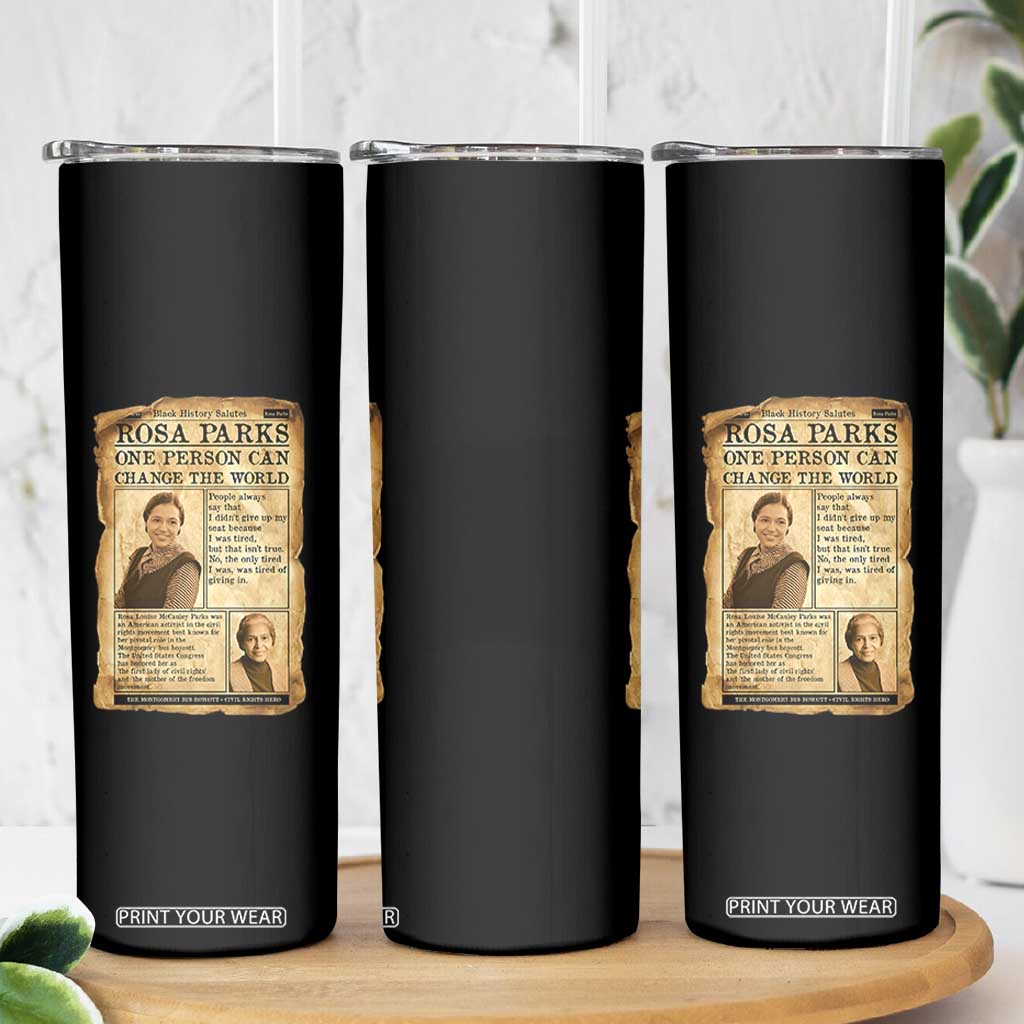 Vintage Newspaper Rosa Parks Skinny Tumbler One Person Can Change The World Quote TS12 Print Your Wear