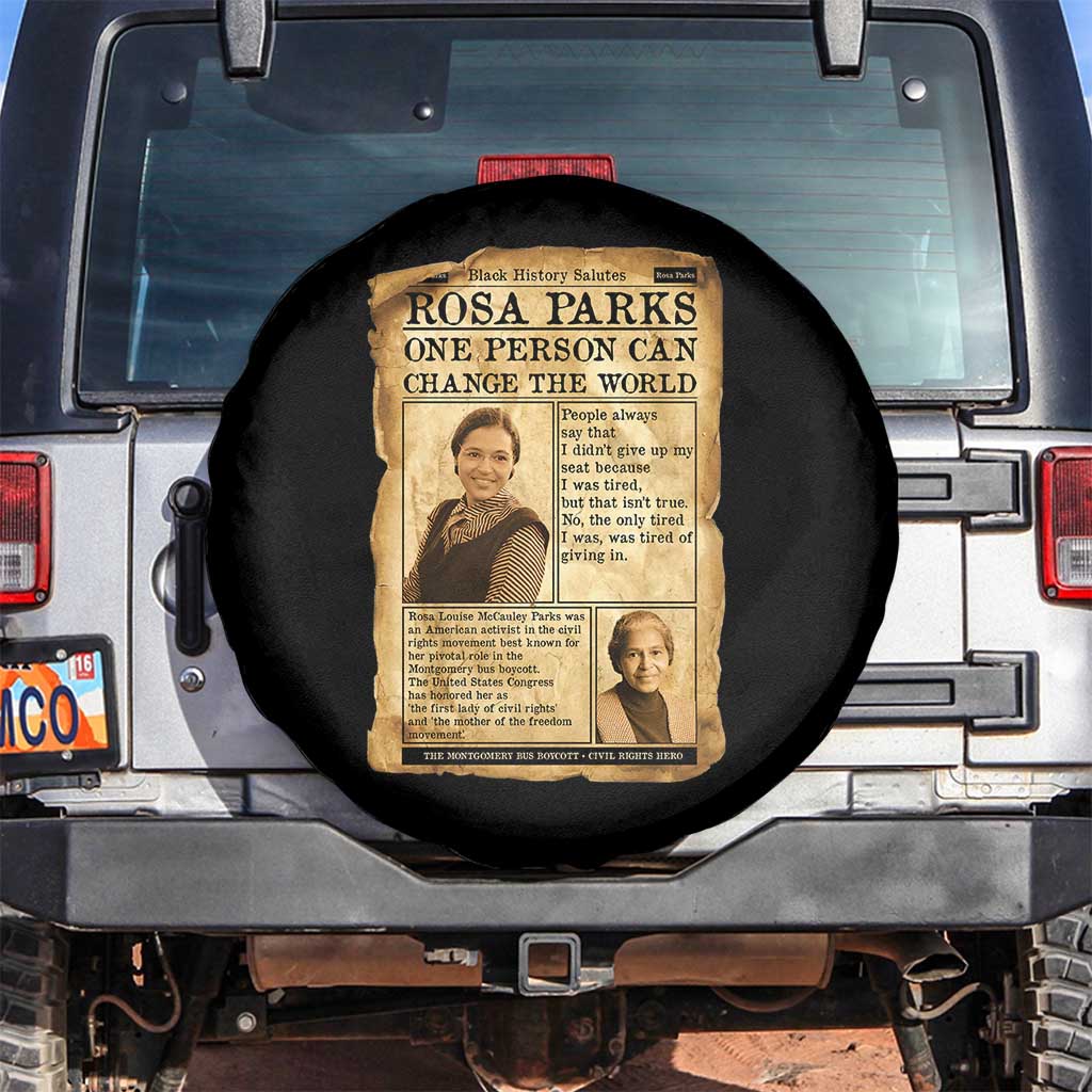 Vintage Newspaper Rosa Parks Spare Tire Cover One Person Can Change The World Quote TS12 No hole Black Print Your Wear