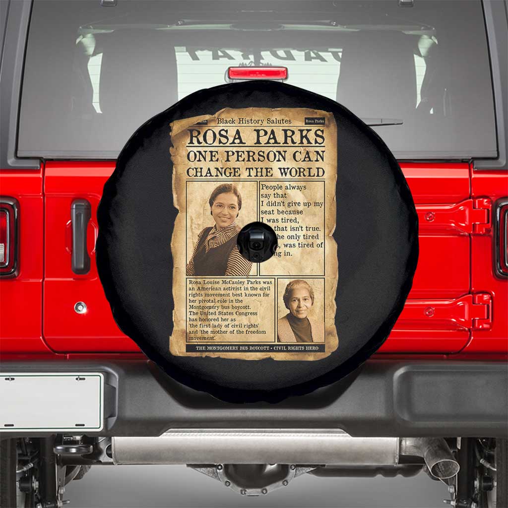 Vintage Newspaper Rosa Parks Spare Tire Cover One Person Can Change The World Quote TS12 Black Print Your Wear