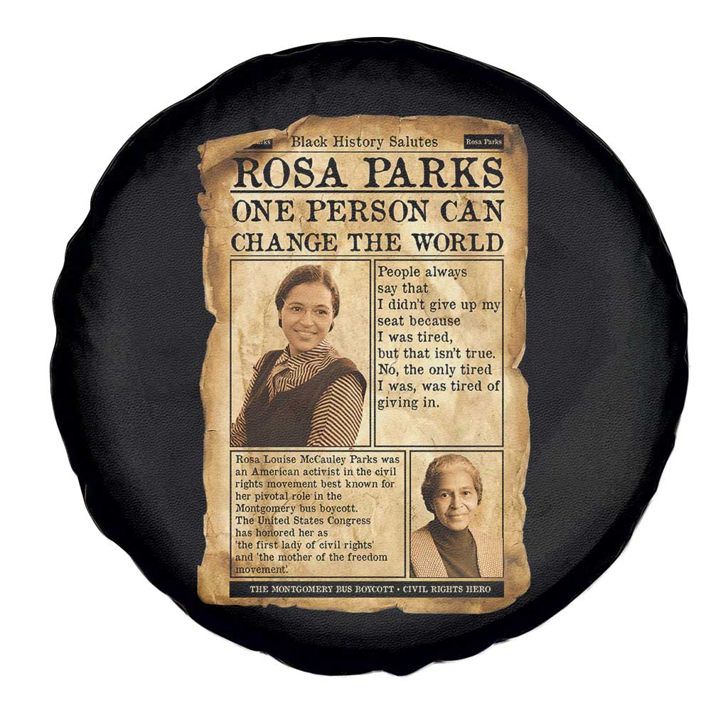 Vintage Newspaper Rosa Parks Spare Tire Cover One Person Can Change The World Quote TS12 Print Your Wear