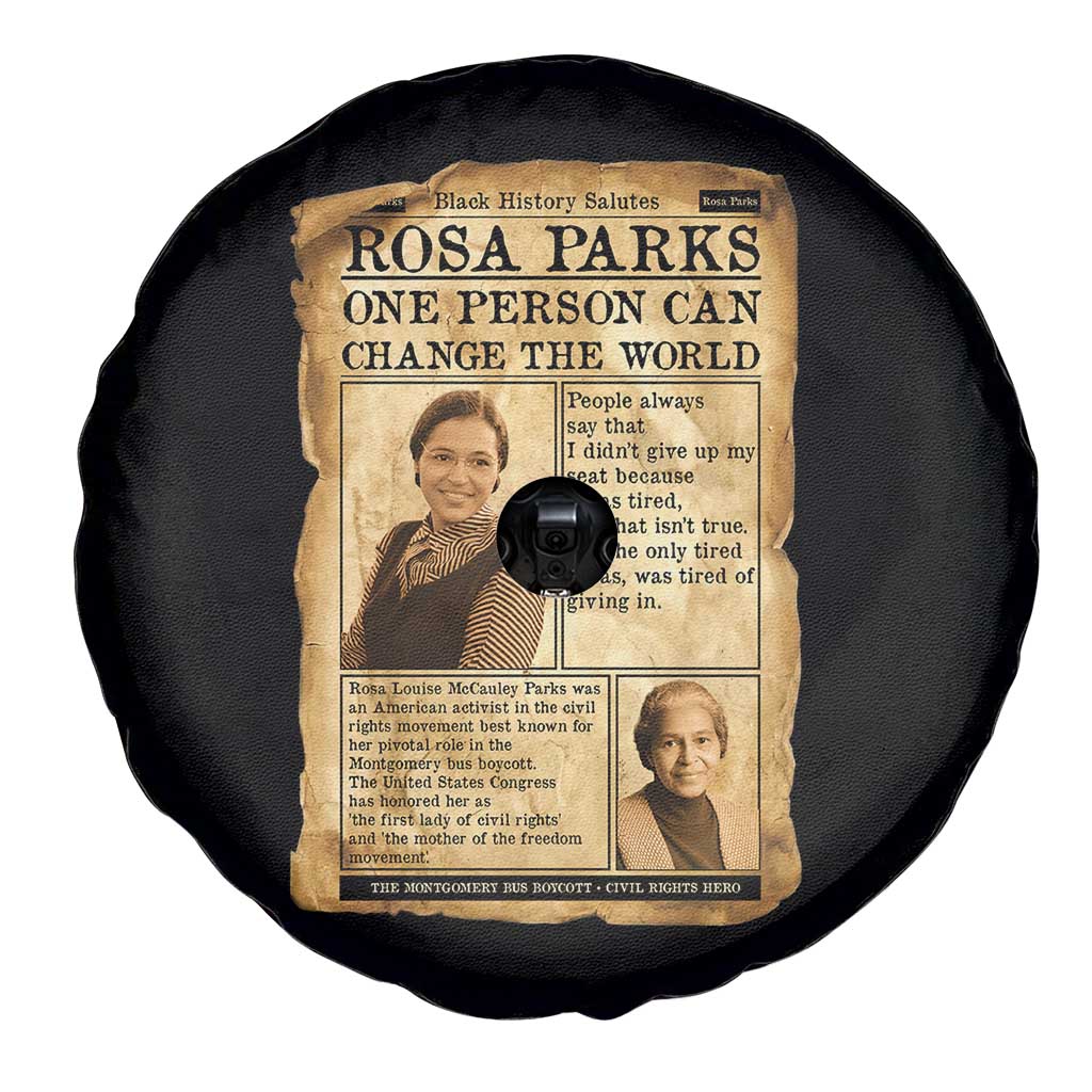 Vintage Newspaper Rosa Parks Spare Tire Cover One Person Can Change The World Quote TS12 Print Your Wear