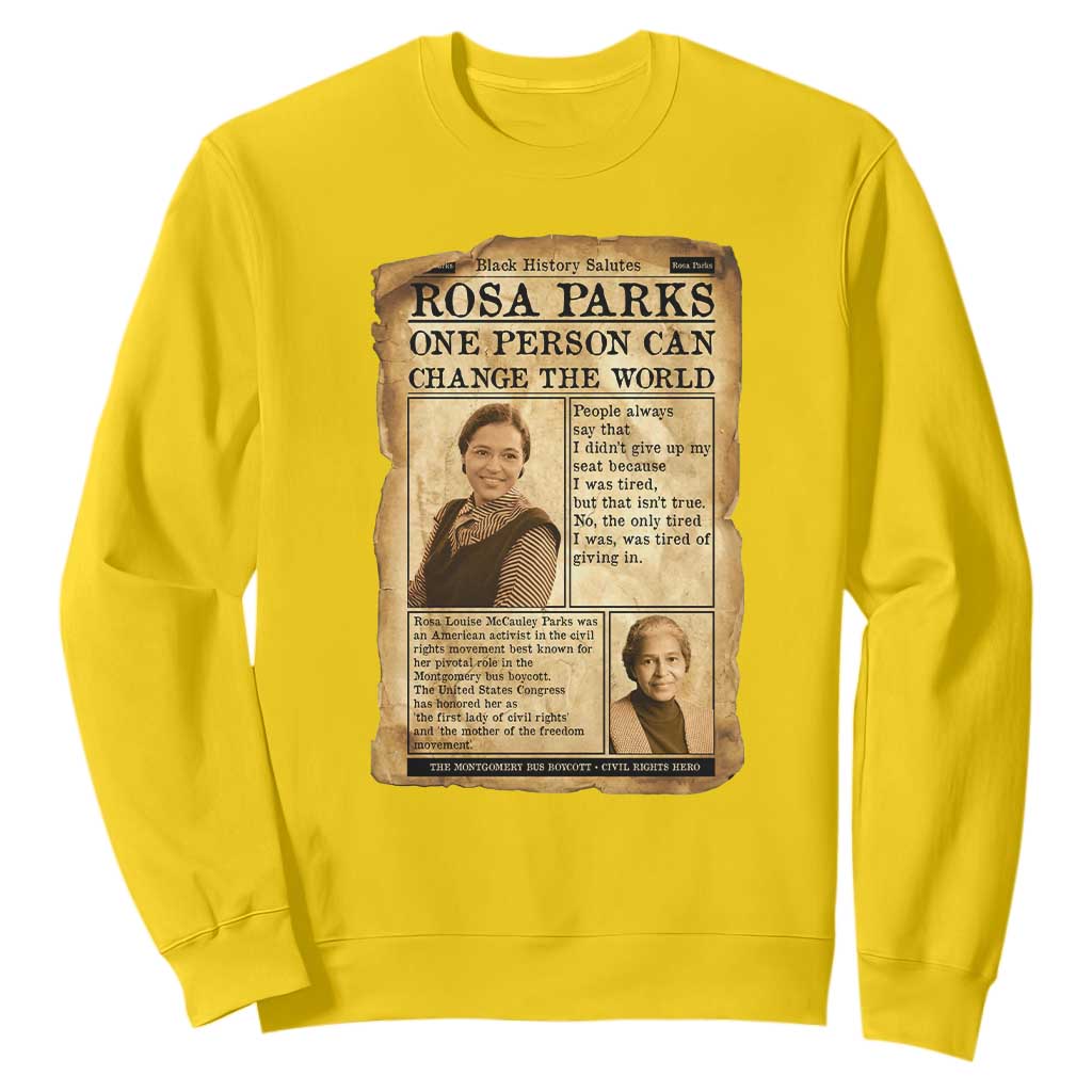 Vintage Newspaper Rosa Parks Sweatshirt One Person Can Change The World Quote TS12 Daisy Print Your Wear