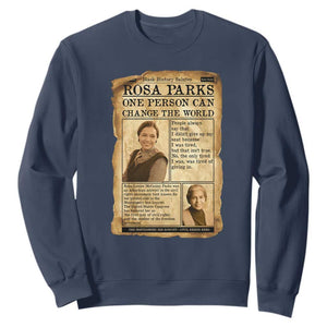 Vintage Newspaper Rosa Parks Sweatshirt One Person Can Change The World Quote TS12 Navy Print Your Wear